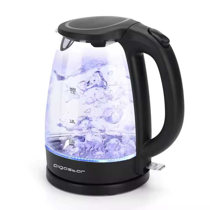AIGOSTAR Hervidor de Agua Eléctrico de Cristal, con Iluminación Led (1.7 L, 2200W) - 1