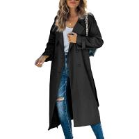 Abrigo De Trench Largo Para Mujer Con Doble Botón Y Cinturón Estilo Clásico Manga Larga Impermeable Con Bolsillos Cierre Único - details 9
