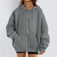 Sudadera De Mujer Con Capucha Abrigo Casual De Color Sólido Otoño E Invierno Con Bolsillos Y Cierre De Cremallera Largo Manga Para Calle - details 48