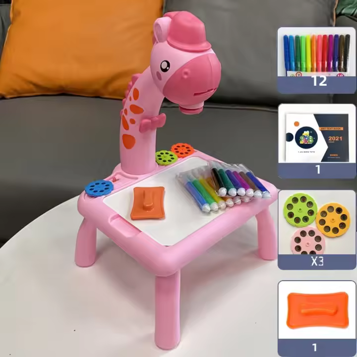 Mesa De Dibujo Proyectora Para Niños Juguete Educativo Tablero De Aprendizaje Con Set De Pintura Juguetes Para Niños - 1
