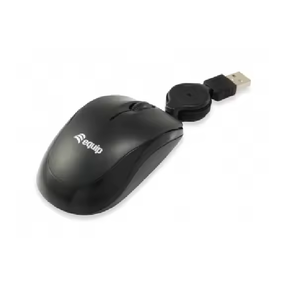 Equip USB Optical Travel Mouse with retractable cable, 1000 DPI, suitable for both left and right-handed users, ideal for on-the-go use. - 1