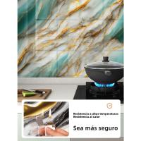 Pegatinas De Pared Autoadhesivas De Aluminio Imitación De Azulejo Para Cocina Y Baño Decoración Antihumedad Patrón De Marmol PVC - details 4