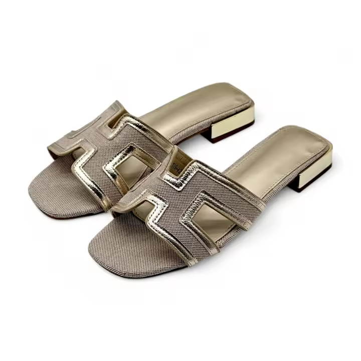 Calzados soraia, sandalia para mujer elegante con tacon metalizado bajo, sandalias comodas para uso casual. - 1