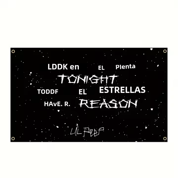Bandera De Lil Peep Look at the Sky Tonight 2x3fts 3x5fts Para Decoración Interior De Hogar Colegio Dormitorio Sala De Estar Material Poliéster Estilo Colgante - 1