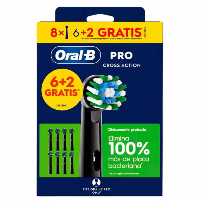 Oral-B Pro Cross Action Recambio Cepillo Electrico 6 + 2 Gratis - 1