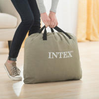 INTEX - Colchón hinchable doble deluxe comfort plush high-rise, cama queen hinchable, 152x203x56 cm, para 2 personas, máximo 272 kg, tacto suave, resistente a pinchazos, incorpora hinchador, con bolsa de transporte - details 4