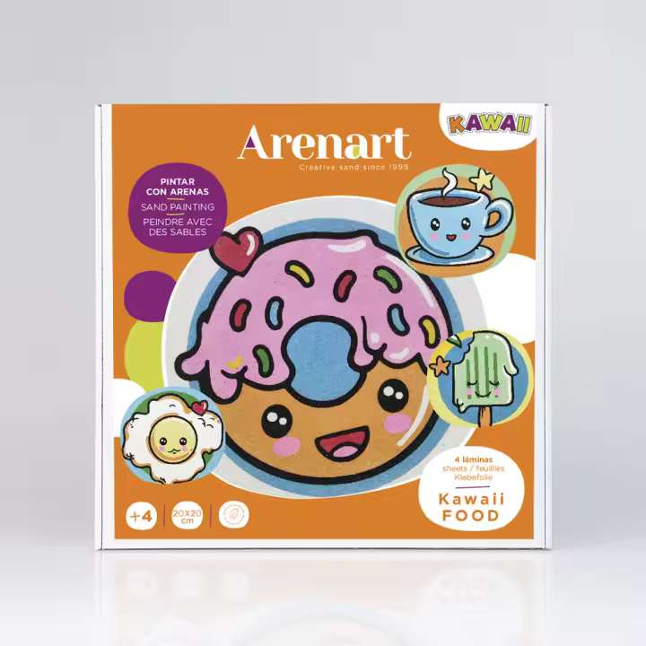 Kit completo para pintar con arenas de colores 4 láminas, kawaii Food - 1