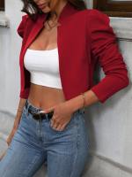 Chaqueta De Casualidad Corta Con Manga Larga Estilo Europeo Y Americano Versátil Para Mujer Top De Poliéster Cierre Abierto - details 12
