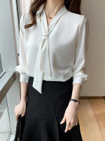 Blusa Blanca Básica Para Mujer AOSSVIAO 2026 Primavera Camisa Elegante Casual Manga Larga Estilo Lady Ajuste Regular Polyester - details 2