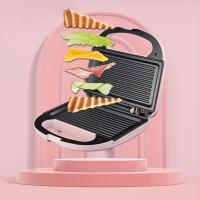 Sandwichera Jocca rosa de la línea Sweet de diseño compacto con placas grill de revestimiento antiadherente fáciles de limpiar, indicadores luminosos, mango termoaislante con sistema de bloqueo y 750W de potencia - details 1