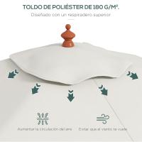 Outsunny Sombrilla de Jardín 200x150x235 cm Parasol de Terraza Rectangular Inclinable con Anti-UV Impermeable y Poste de Madera para Playa Patio - details 4