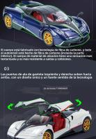 Modelo De Coche Diecast 1:24 Pagani Huayra Dinastia Con Luz Y Sonido Puertas Abiertas Colección De Juguetes Para Niños Regalo Vehículo De Carreras De 4 Puertas Material Aleación Metálica - details 5