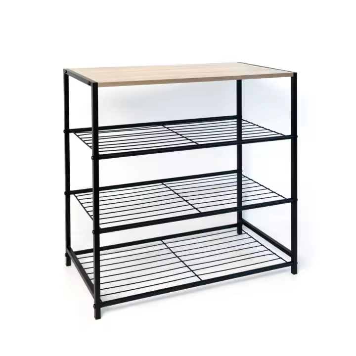 Mueble auxiliar MOA Vinthera 3 niveles acero negro/natural 63,5x60x30 cm - 1