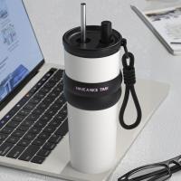 Botella De Agua Aislada Al Vacío De Acero Inoxidable Con Taza Y Tiras De Mordaza a Prueba De Fugas Para Bebidas Calientes Y Frías Portátil Para Viajes Y Deportes - details 6