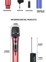 Micrófono Inalámbrico 2 Canales UHF Frecuencia Fija Micrófono Condensador Mano Para Fiesta Karaoke Show Reunión - details 10