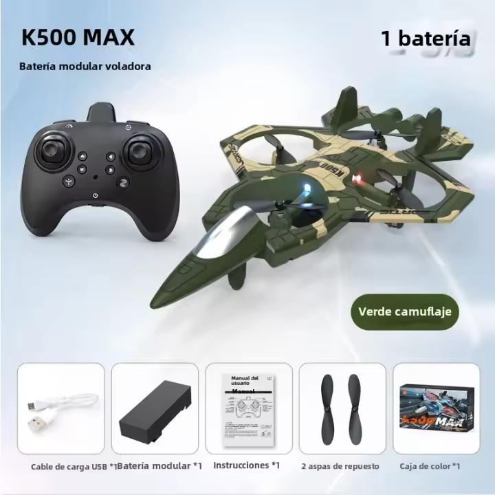 Dron De Combate Quadcopter K500Max Jet RC Avión De Cuatro Canales Con Luz De Maniobras Especiales Altura Alta Y Balanceado - 1