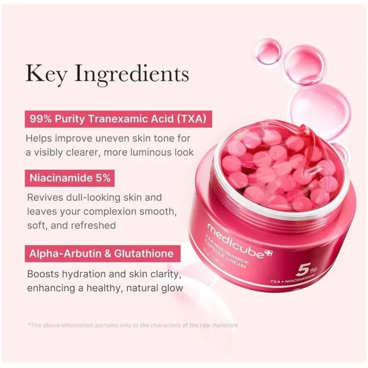 medicube TXA + Niacinamide Capsule Cream 1.94 oz – Crema hidratante dual para luminosidad, tono desigual, textura e hidratación con ácido tranexámico puro y niacinamida - 1