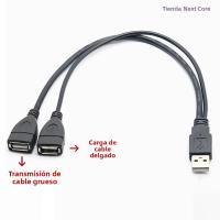 Cable De Extensión De Poder USB 2.0 Negro 1 a 2 Hembra a Macho Doble Divisor Adaptador Cable De Datos Eelhoe - details 6