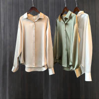 Camisa De Satén Para Mujer Primavera Verano Protección Solar Casual Suelta Versátil Con Cuello Redondo Manga Larga Suave Y Delgada - details 8