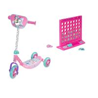 Pack de Patinete infantil 3 Ruedas de Peppa Pig y Juego 4 en Línea de Shimmer and Shine (6172) +2Años - details 0