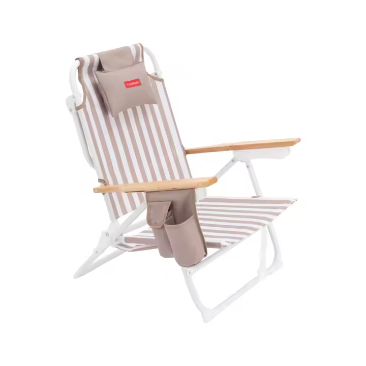 Flamingueo Silla Playa Plegable Reclinable 5 Posiciones Bolsillo Insulado Frío Bolsillo para Móvil Asas Mochila Almohada Ergonómica Aluminio y Poliéster 64 x 61 x 78 cm - 1