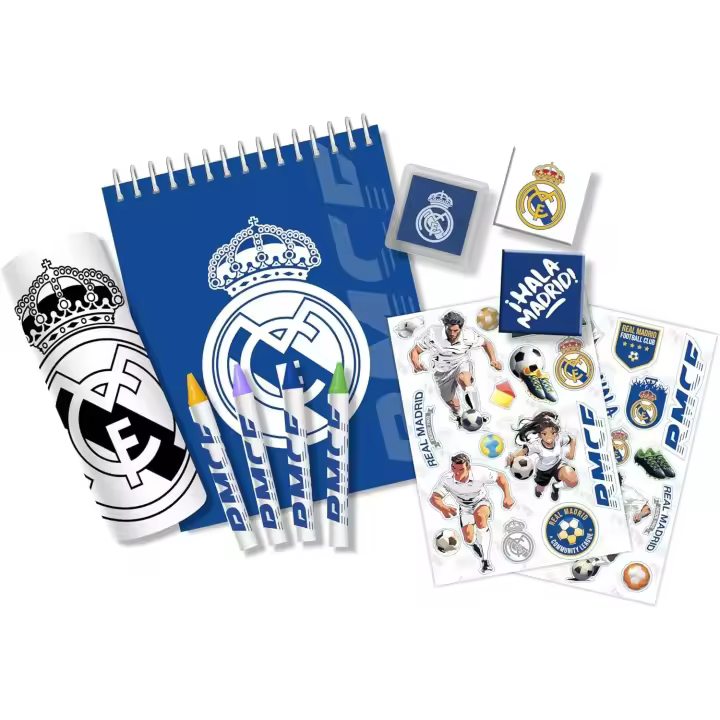 Real Madrid CF - Maletín infantil 3D con papelería completa para escuela, resistente y funcional, ideal para pequeños aficionados - 1