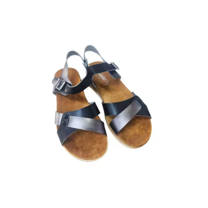 Sandalias lisas con tiras, clásicas, planas, con punta abierta y cierre de hebilla, zapatos elegantes e informales para vacaciones. - 1
