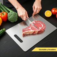 Placa De Corte De Titanio Doble Cara Para Cocina De Grado Alimenticio Uso Para Carne Frutas Y Verduras Placa De Cortar Rectangular De Acero Inoxidable - details 6