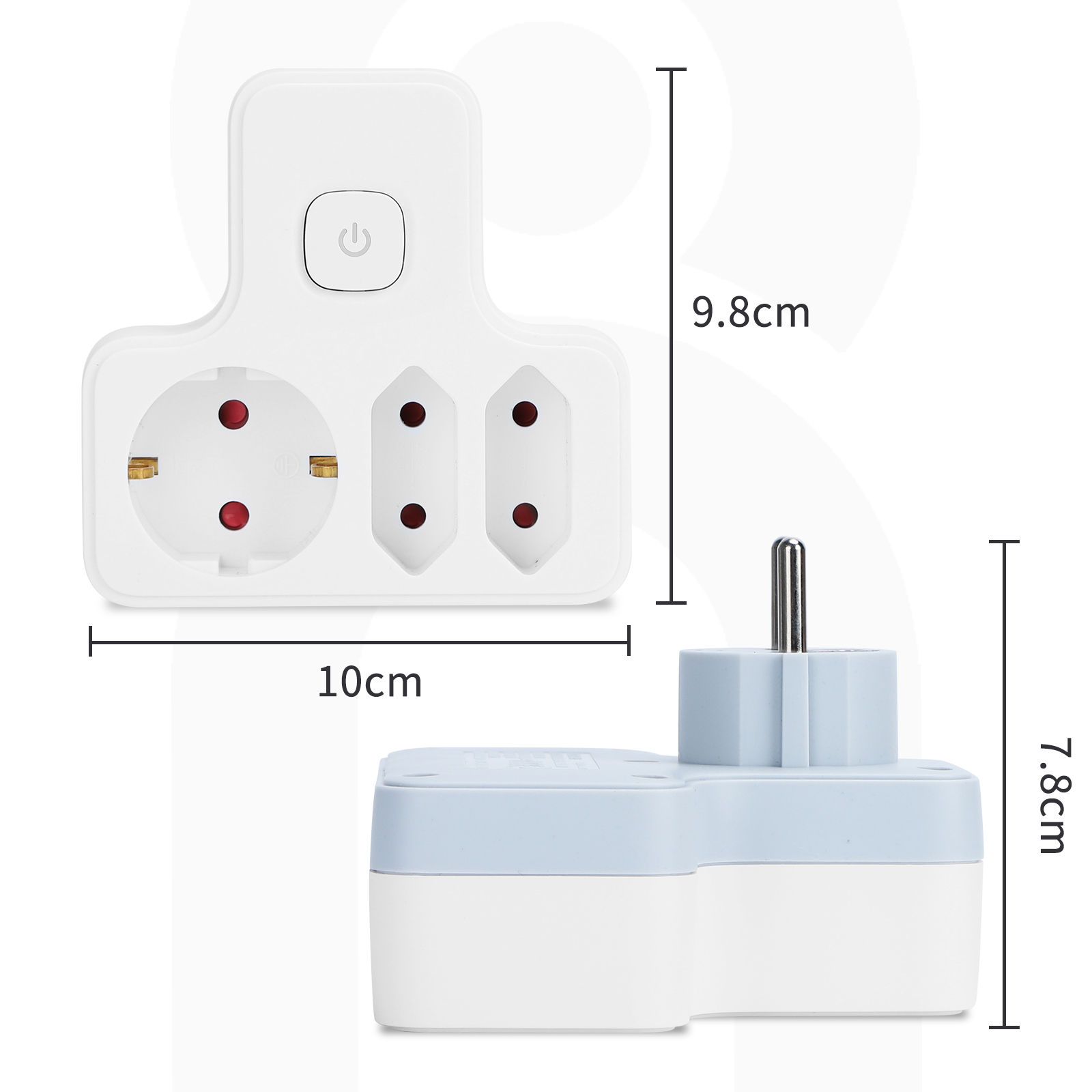 Aigostar Adaptador Enchufes con Interruptor ,3 Tomas Adaptador Enchufes con Protección Infantil,1 Schuko,2 Clavija EU,Blanco