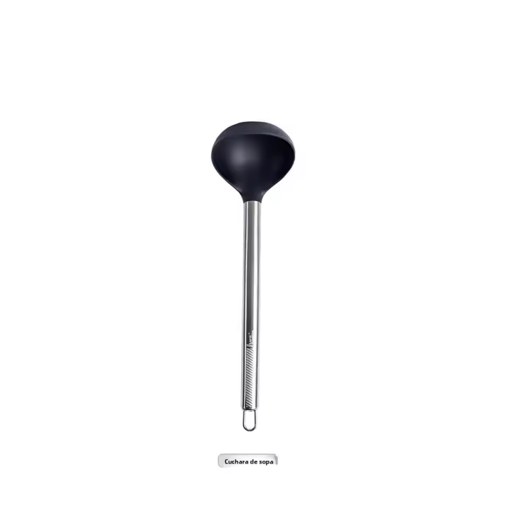1-Pack Utensilios De Cocina De Silicona Con Mango De Acero Inoxidable Resistente Al Calor Cuchara De Sopa Colador De Pasta Accesorios De Cocina Ecológicos - 1
