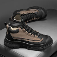 Zapatos De Trabajo Casual Invierno Para Hombre Botas De Cuero Con Pelo Cómodas Antideslizantes Altas Transpirables Con Plush - details 9