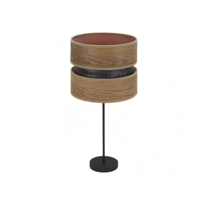 FABRILAMP Lámpara de Mesa Sobremesa Alto Colet 1xe27 Negro/Madera Oscura 61x30x30 Cm - Diseño Elegante - 1