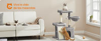 Feandrea Árbol para Gatos, Torre de Juegos con 2 Camas Grandes, Postes Rascadores y Rampa, 85,8 cm de Altura, Gris Paloma/ Gris Oscuro/ Beige Arena - details 0