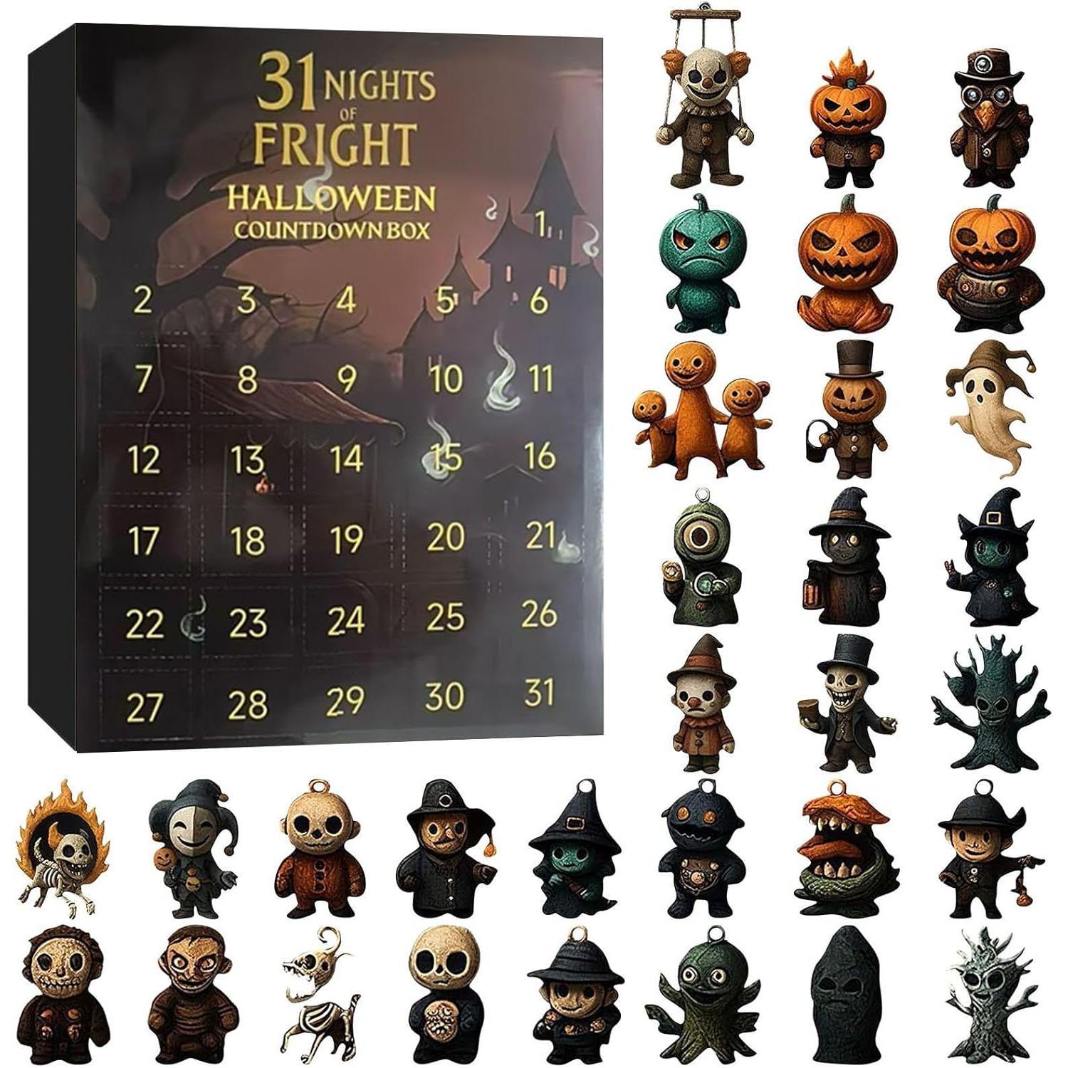 Calendario de Adviento - Halloween - Decoraciones de Halloween - Calendario de Adviento de Halloween - Calendario de Adviento para Adultos - Cuenta regresiva de 31 días para Halloween - Fantasmas - Calabazas fantasma - Regalos para fiestas