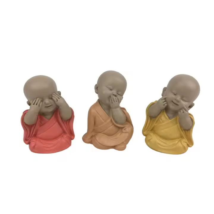 Signes Grimalt ORIGEN Home Decor Monje No Ve-Oye-Habla 3U Budas Multicolor Resina Figura Decorativa 5x4x3cm 33892 - 1