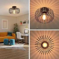 Luz De Techo Estilo Industrial Retro Creativa De Cage De Pájaro Americana Para Sala De Estar Dormitorio Comedor Material De Hierro - details 2