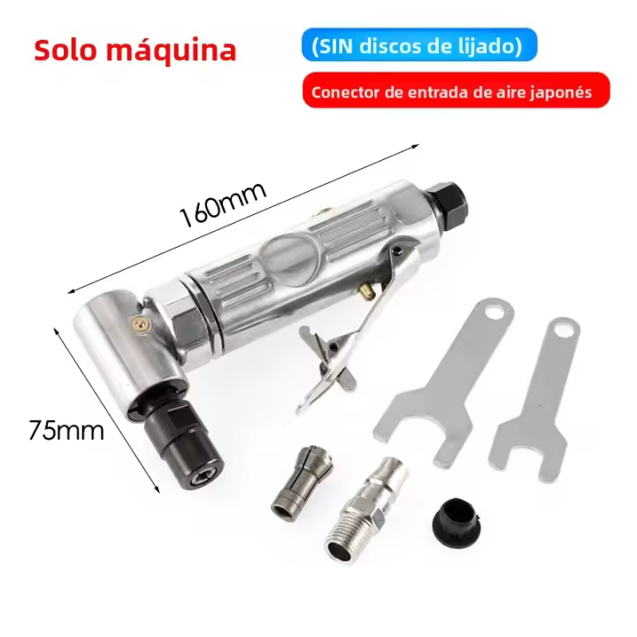 Mini 1/4 Pulidora De Ángulo De Aire 90 Grados Herramienta De Grabado Y Engranado Con Discos De Lijado Herramienta Pneumática Para Automóviles - 1