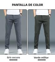 Pantalones Casuales Para Hombre De Seda Helada 2025 Verano Nuevos Negro Gris Delgados Negocios Casual Pantalones Rectos Elásticos Transpirables Para Exteriores - details 1