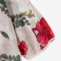 Blusa Bohemia ZANZEA 2024 Floral Impresión Otoño Para Mujer 3/4 Manga Tunic Tops Casual Vintage Vacaciones Playa Trabajo Camisa - details 9