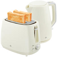 HOMCOM Juego de Tostador y Hervidor 2200W Hervidor de Agua Eléctrico de Acero Inoxidable 1,7L Tostadora Pan Ranura Ancha para 2 Rebanadas 3 Funciones Crema - details 0