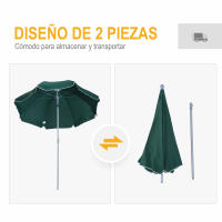 Outsunny Sombrilla de Playa Diámetro de Ø202 cm con Techo Inclinable Poste Desmontable y Pincho Inferior para Jardín - details 7