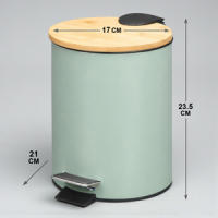 TIENDA EURASIA – Papelera Baño con Pedal, Metal, Tapa Bambú, 3L, 17x21x23.5 cm, Cubo Interior 16.8x16.8x18.2 - details 1