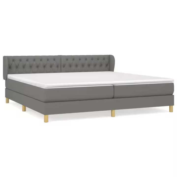 vidaXL Cama box spring con colchón tela gris oscuro 200x200 cm - 1