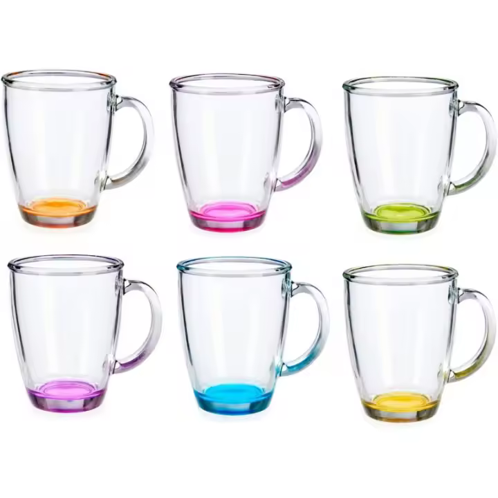 TIENDA EURASIA – Pack 6 Tazas de Cristal, Tazas de Cafe, 320 ml, Aprox 18x11x27cm , Tazas Originales para Regalar - 1