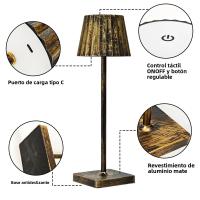 Lámpara De Escritorio LED Sin Cable Con Control Táctil Y Recargable USB Luz De Ambiente De 3 Colores Con Ajuste Sin Pasos - details 2