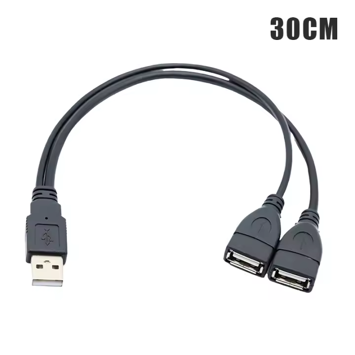 Cable De Extensión De Poder USB 2.0 Negro 1 a 2 Hembra a Macho Doble Divisor Adaptador Cable De Datos Eelhoe - 1