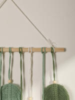 Tapiz Boho Hoja Macramé Tejido En Hilo Decoración De Pared Para Hogar Y Dormitorio Con Cordones De Madera Aesthetic Regalo - details 13