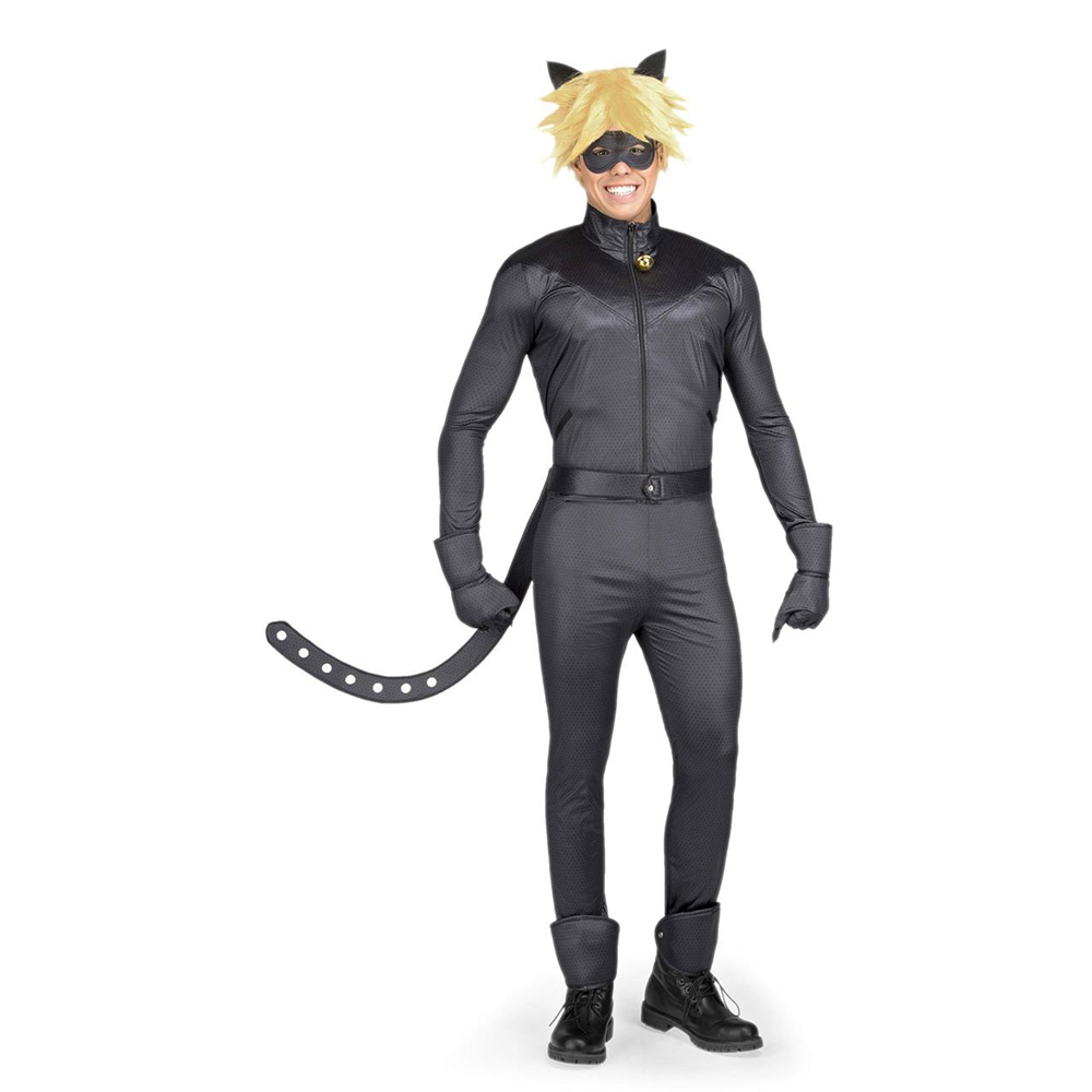 My Other Me - Disfraz adulto Cat Noir( chaqueta , pantalón, cinturón, guantes, antifaz, peluca y anillo). Talla S (231155)