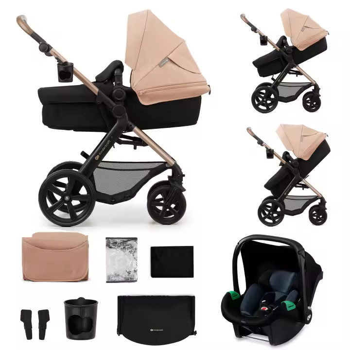 Kinderkraft MOOV2 Silla de Coche 3 en 1, EVA, Mink PRO I-Size, Sistema de Viaje, Cochecito para Bebé, Silla de Paseo, Plegable, para Recién Nacido, Desde el Nacimiento hasta los 3 Años - 1