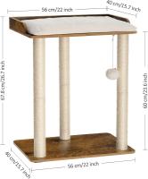 Gatos, Altura 68 cm, Torre de Gatos, con 3 Postes de Sisal de Gran Plataformas, Pompones, Marrón Rústico - details 3